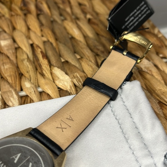NWT Armani Exchange Multifunction Black Leather Watch - Picture 8 of 9